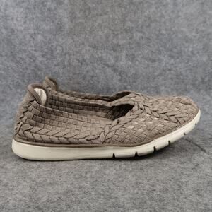 Skechers Bobs Shoes Womens 6 Slip On Flats Loafer Casual Comfort Woven Taupe